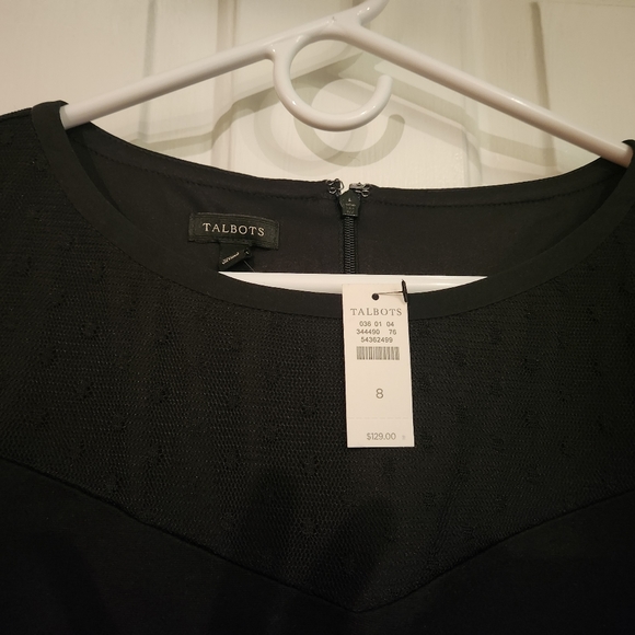 Black dress with long tuille sleeves Talbots - Picture 2 of 6